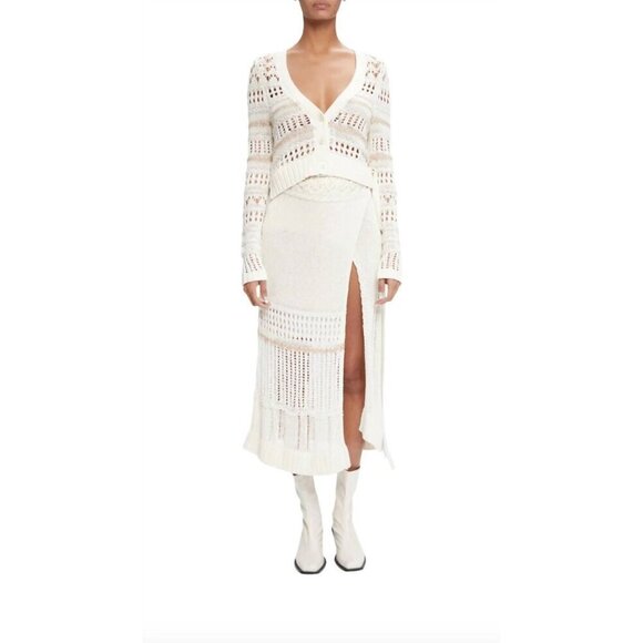 Jonathan Simkhai Joyce Cardigan Bone Multi Womens Size Medium - Picture 2 of 9